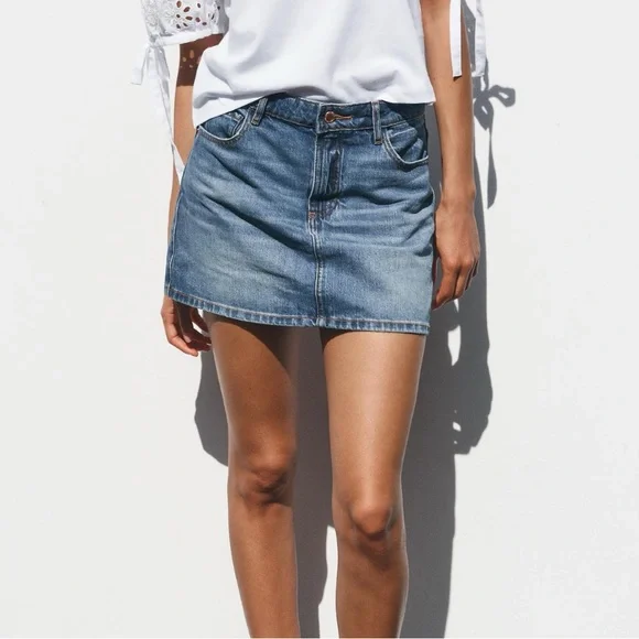 Zara (BRAND NEW) Blue Mini Skirt, Size medium - Picture 5 of 9